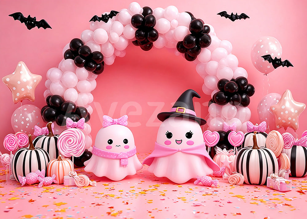 Avezano Pink Ghost Balloon Arch Halloween Photography Backdrop