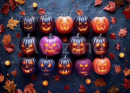 Avezano Multi‑Color Jack‑O‑Lantern Photography Backdrop