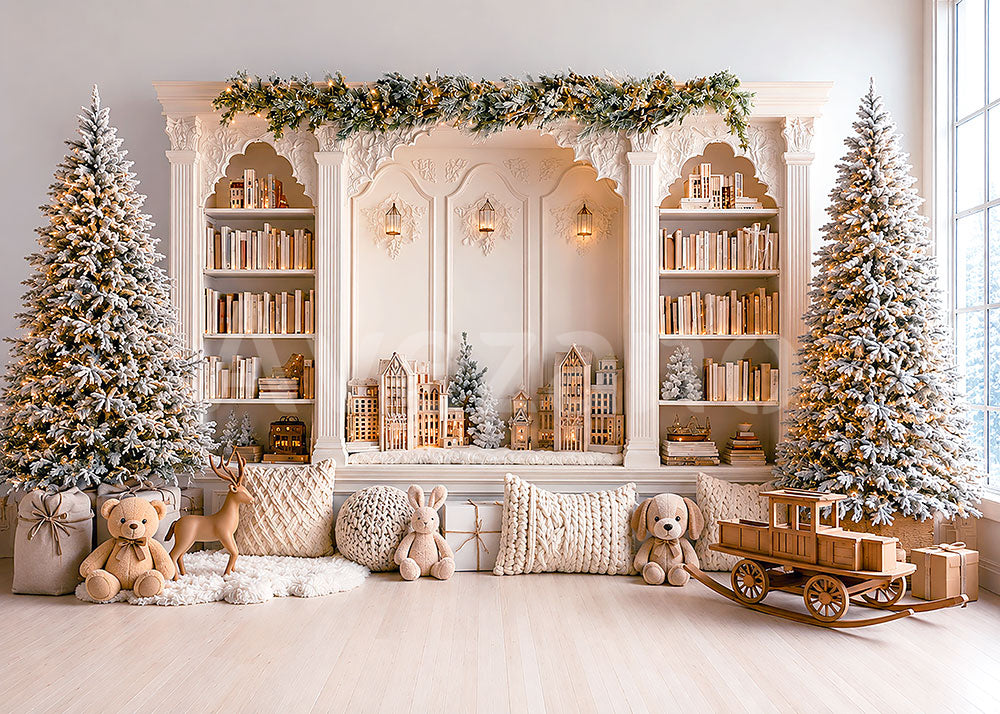 Avezano White Nursery Christmas Tree Photography Backdrop