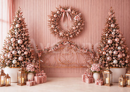 Avezano Pink Pastel Christmas Bedroom Photography Backdrop