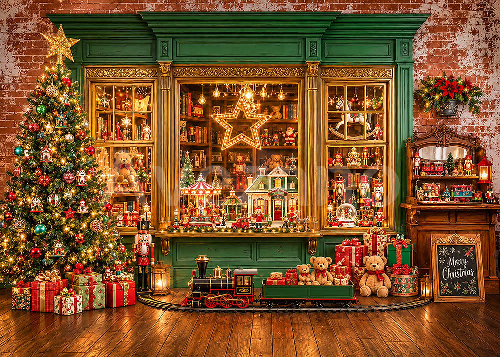 Avezano Toy Shop Christmas Window Photography Backdrop