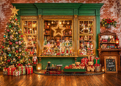 Avezano Toy Shop Christmas Window Photography Backdrop