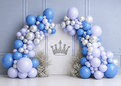 Avezano Blue Purple Balloon Crown Photography Backdrop