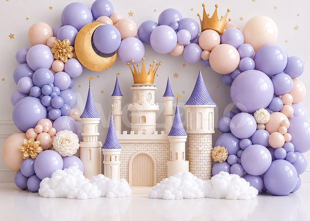 Avezano Purple Castle Balloon Arch Photography Backdrop