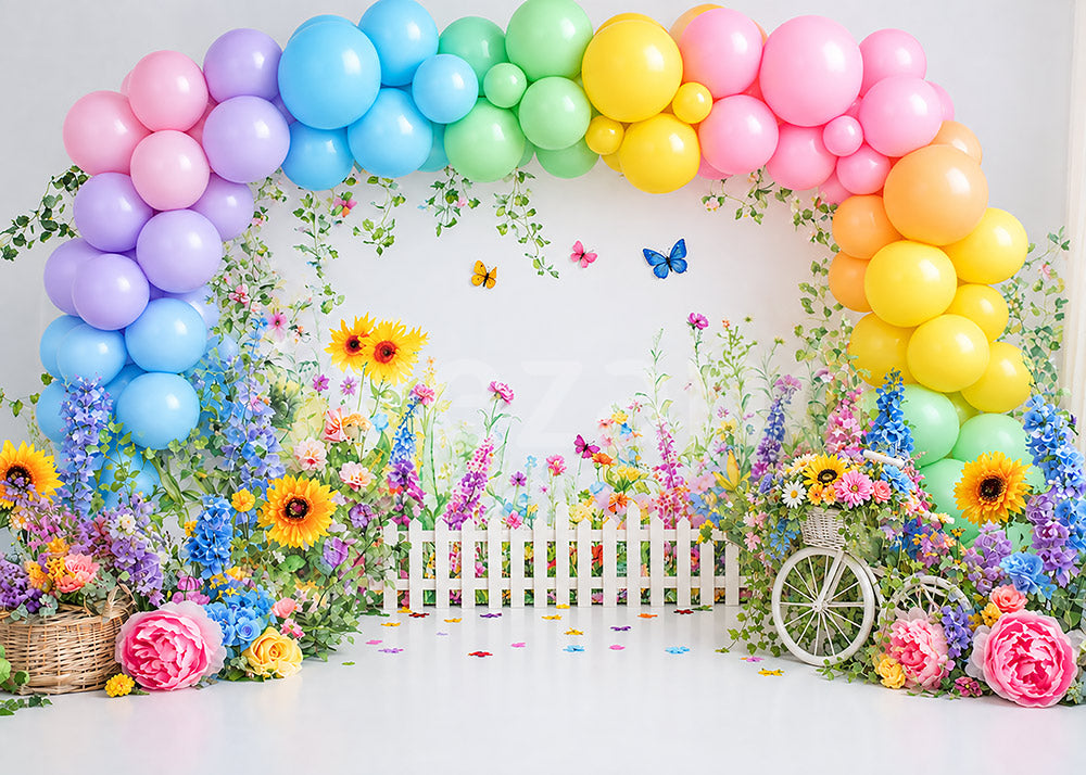 VIP Avezano Colorful Floral Balloon Garden Photography Backdrop