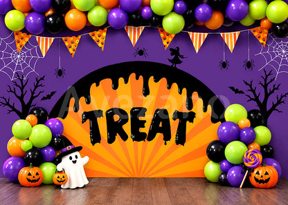 Avezano Purple Halloween Balloon Arch Photography Backdrop
