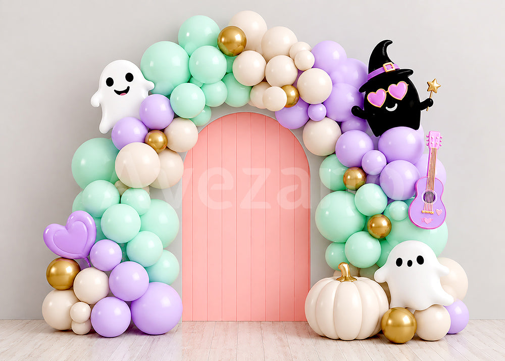 Avezano Cute Ghost Pastel Balloon Halloween Photography Backdrop