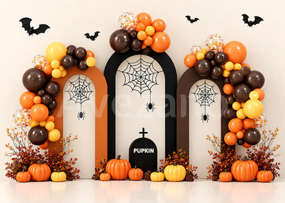 Avezano Retro Orange Tombstone Halloween Photography Backdrop