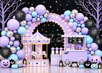 Avezano Purple Carousel Halloween Party Photography Backdrop