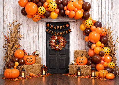 Avezano Pumpkin Balloon Halloween Door Photography Backdrop