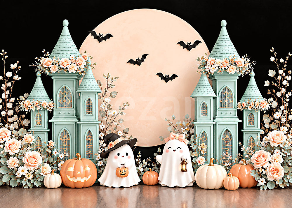 Avezano Pastel Castle Ghost Halloween Photography Backdrop