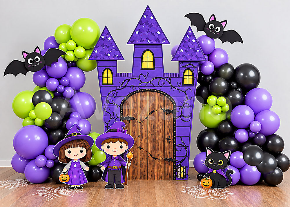 Avezano Purple Witch Castle Halloween Photography Backdrop