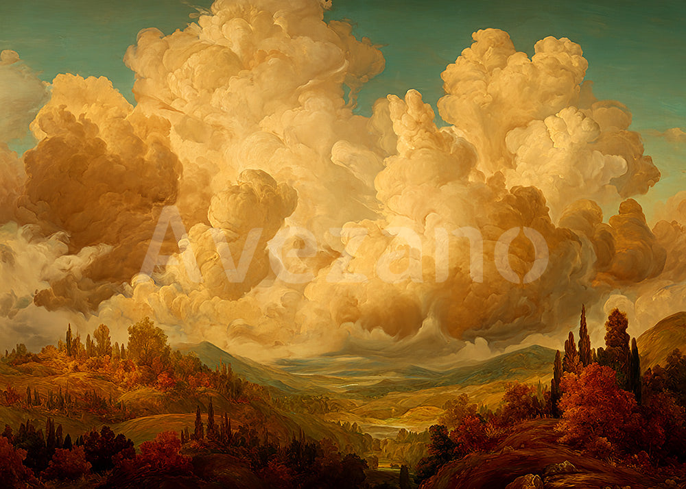 Avezano Golden Cloud Landscape Oil Painting Photography Backdrop