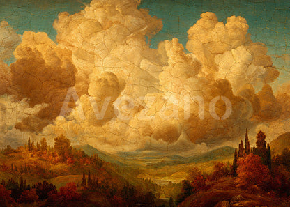 Avezano Golden Cloud Landscape Oil Painting Photography Backdrop