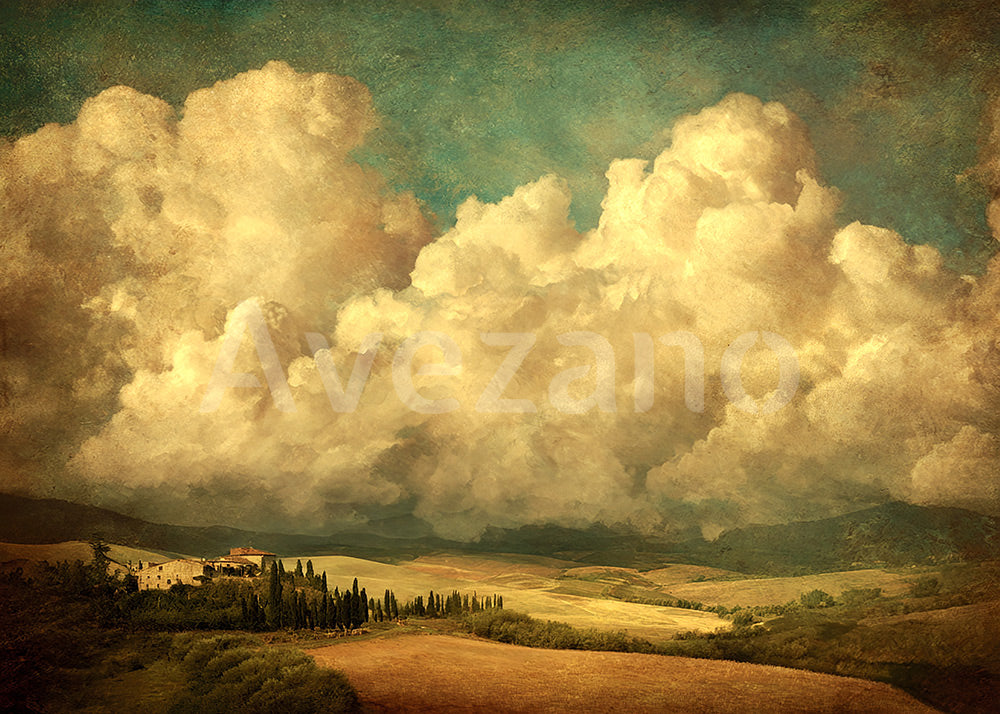Avezano Tuscany Cloud Farm Oil Painting Photography Backdrop