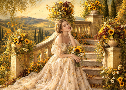 Avezano Vintage Sunflower Staircase Photography Backdrop