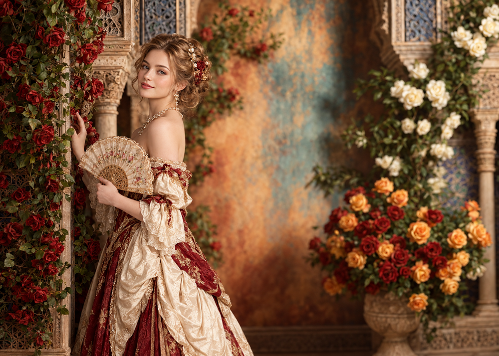 Avezano Moroccan Floral Wall Oil Painting Photography Backdrop