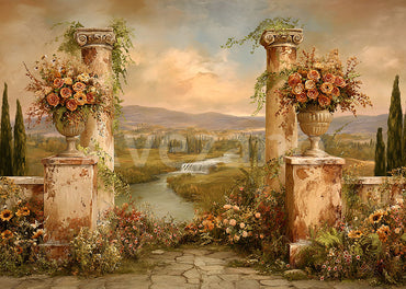 Avezano Tuscan Autumn Column Photography Backdrop