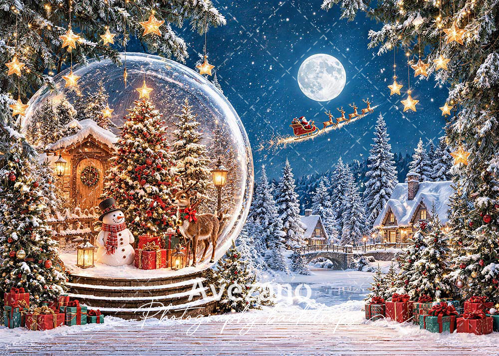 Avezano Magic Snow Globe Christmas Night Photography Backdrop