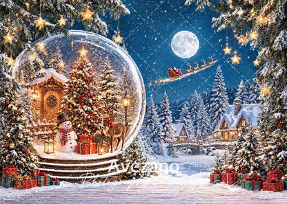 Avezano Magic Snow Globe Christmas Night Photography Backdrop