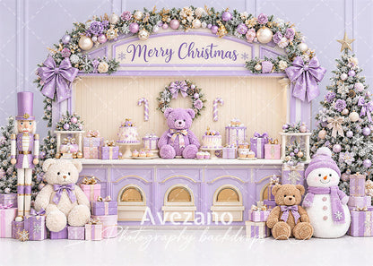 Avezano Purple Teddy Christmas Booth Photography Backdrop