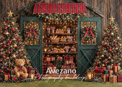 Avezano Christmas Wooden Cabin Photography Backdrop