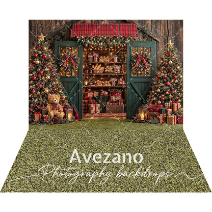 Avezano Rustic Christmas Gift Shop 2 pcs Set Backdrop