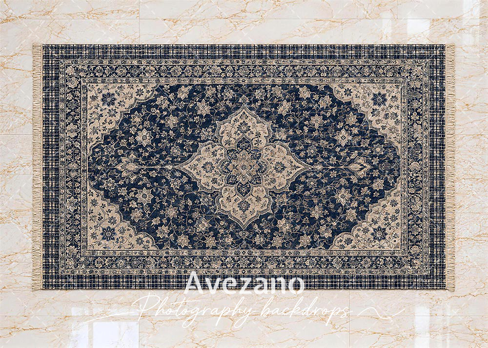 Avezano Gothic Blue Christmas Interior Photography Backdrop Scene Room Set