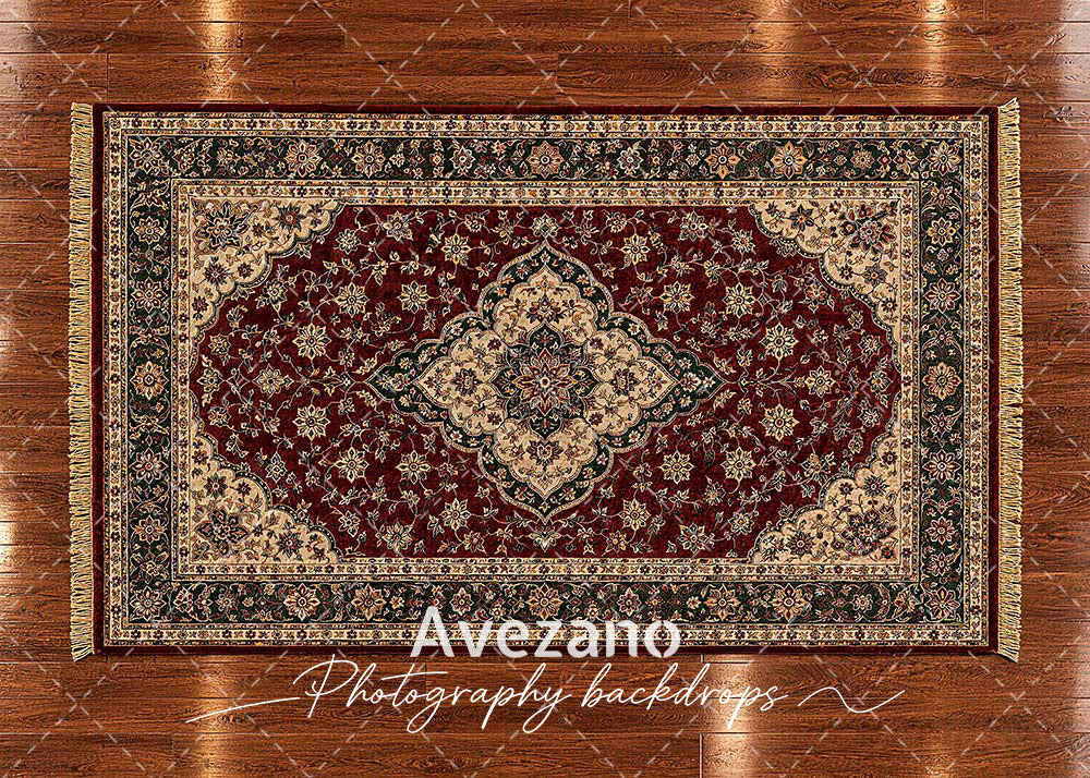 Avezano Classic Green Curtain Christmas Room Photography Backdrop Scene Room Set
