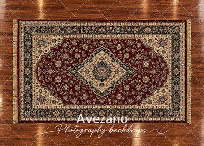 Avezano Red Vintage Oriental Rug Photography Backdrop