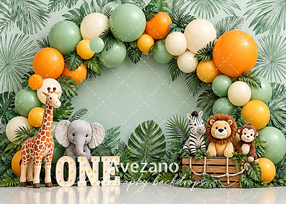 Avezano Jungle Animal ONE Balloon Arch Photography Backdrop