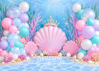 Avezano Underwater Mermaid Shell Coral Photography Backdrop
