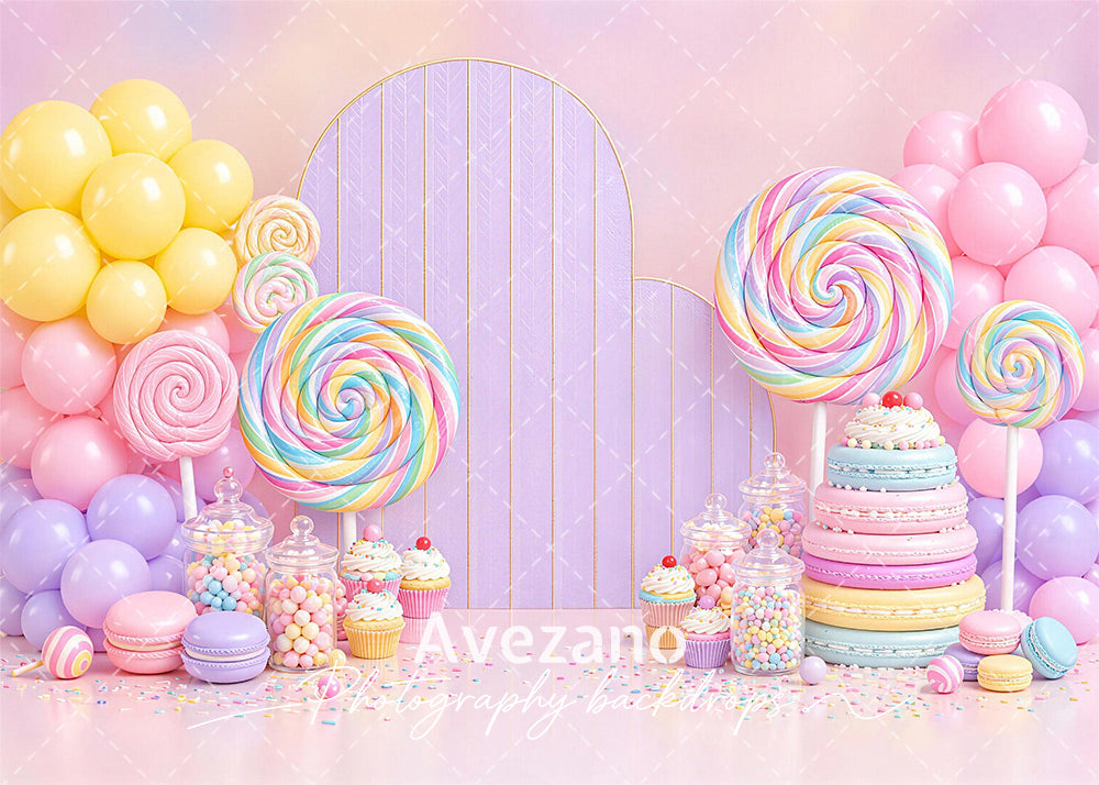 Avezano Candy Lollipop Macaron Party Photography Backdrop