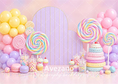Avezano Candy Lollipop Macaron Party Photography Backdrop