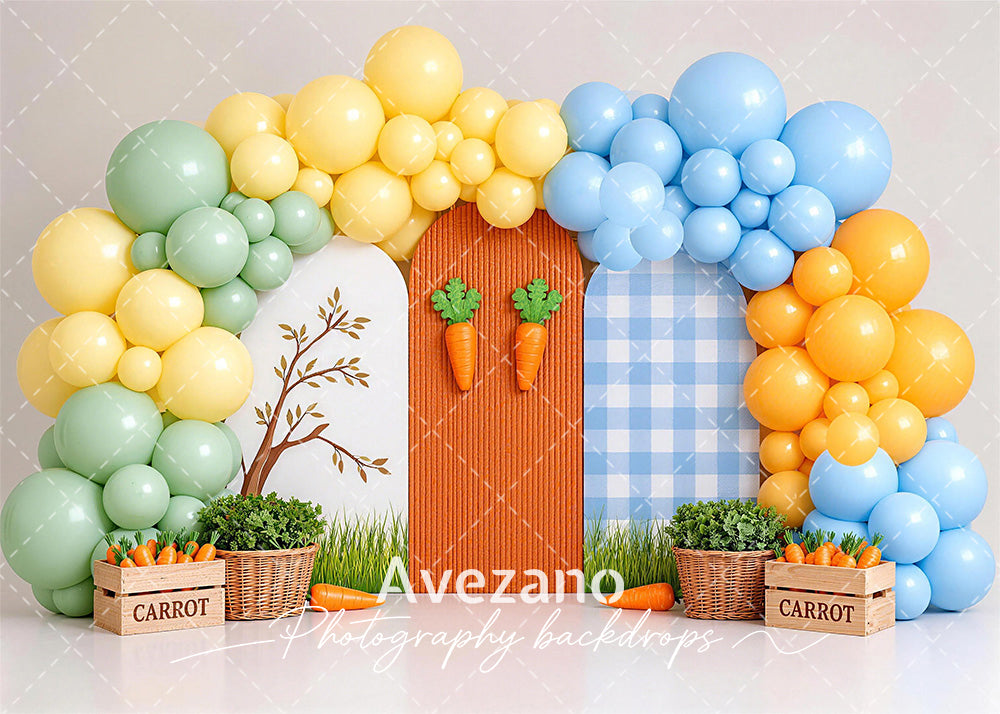 Avezano Easter Carrot Pastel Balloon Photography Backdrop