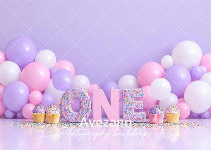Avezano Purple Pink Donut One Cake Smash Photography Backdrop