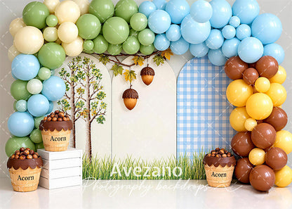 Avezano Acorn Fall Pastel Balloon Arch Photography Backdrop