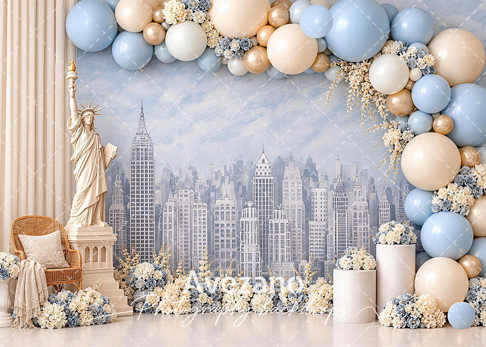 Avezano New York City Skyline Statue Of Liberty Photography Backdrop