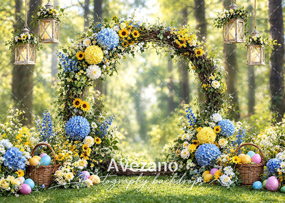 Avezano Forest Floral Arch Easter Lantern Photography Backdrop