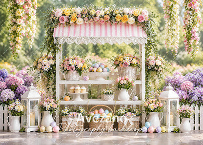 Avezano Pink Floral Easter Market Stall Photography Backdrop