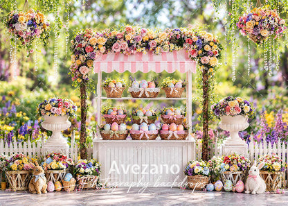 Avezano Lush Floral Easter Market Booth Photography Backdrop