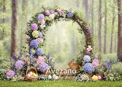 Avezano Woodland Hydrangea Floral Arch Easter Photography Backdrop