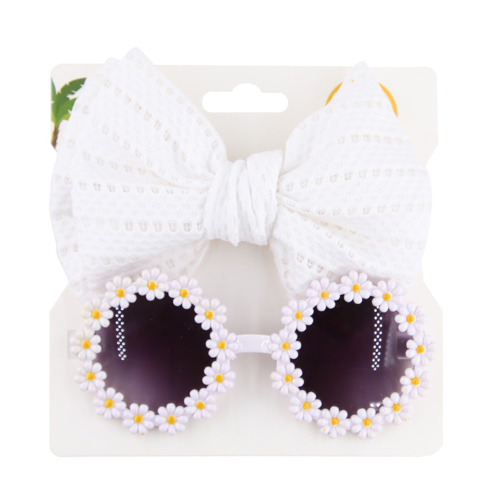 Avezano Baby Daisy Sunglasses and Sunflower Headband Photo Props