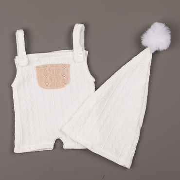 Avezano Newborn Knitted Outfit Two Piece Suspender Pants Set