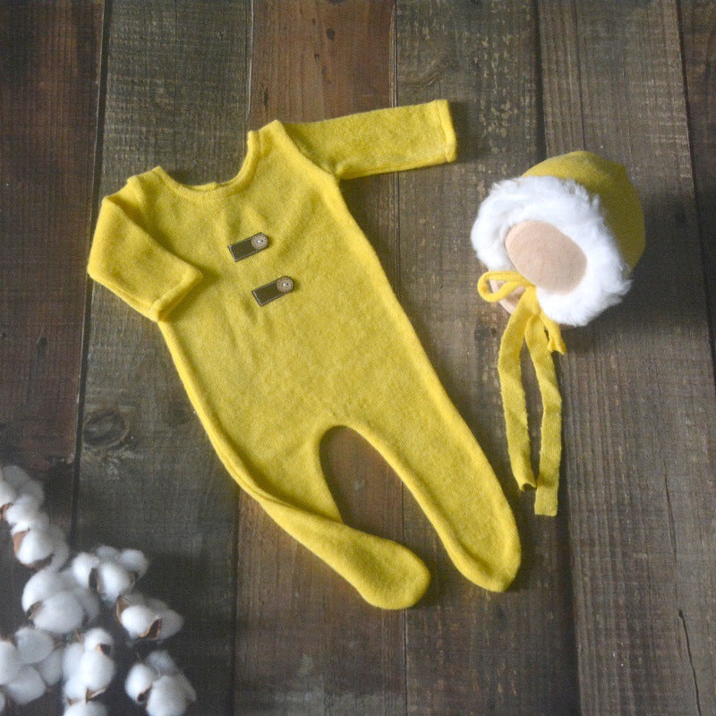 Avezano Faux Fur Newborn Hat And Romper Photography Prop
