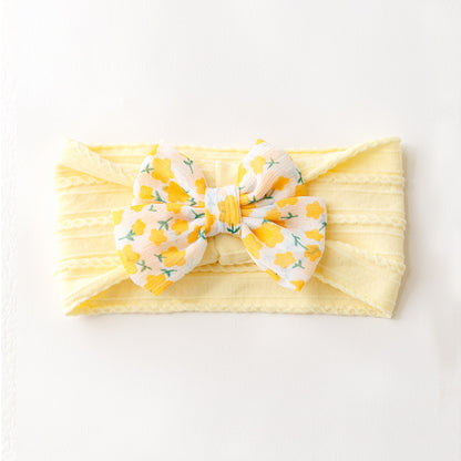 Avezano Floral Bow Hair Headband Photography Prop for Newborn Kids Photoshoots