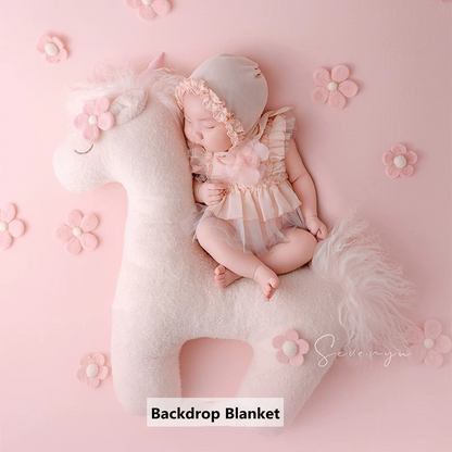Avezano Pink Tulle Skirt with Pony Doll Newborn Photography Outfit