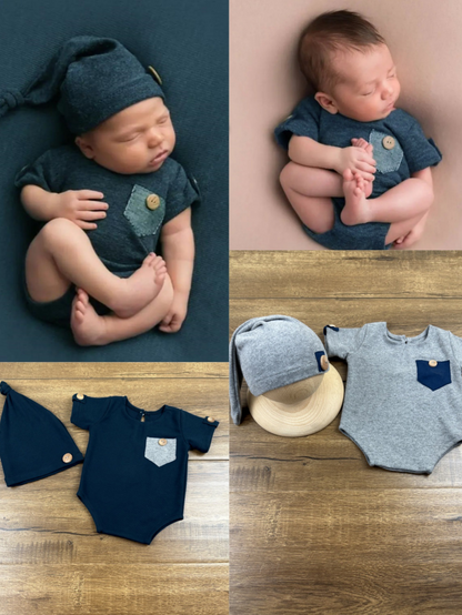 Avezano Newborn Photography Props Hat and Outfit Set