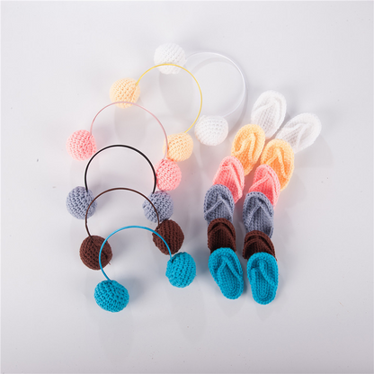 Avezano Newborn Knitted Mini Headphone and Slipper Photo Prop Set