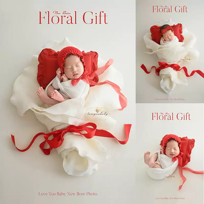 Avezano Floral Baby Wrap Photography Prop Ribbon Pillow Set
